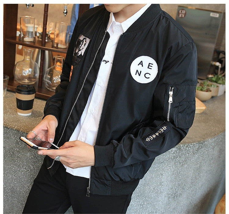 Men Bomber Jacket Hip Hop Patch