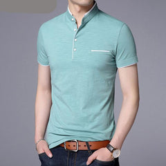 Mandarin Collar Short Sleeve