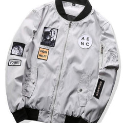 Men Bomber Jacket Hip Hop Patch
