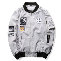 Men Bomber Jacket Hip Hop Patch